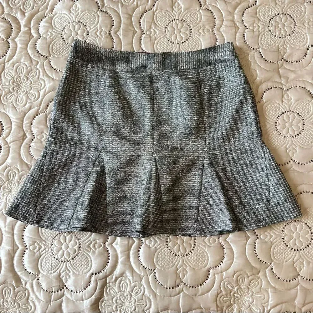 Banana Republic Tweed Metallic Pleated Fit & Flare Mini Skirt Size 14